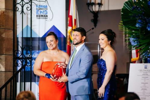 Hope Award - Unsung Hero recipient Rita Peters, Office of Statewide Prosecution with Florida Attorney General James Uthmeier and  Florida Alliance Executive Director Erin Collins
